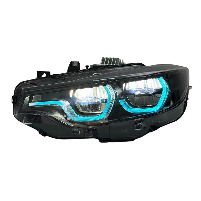 BMW 4 Series M3 M4 LCI Ikon V4 Blackline RGB Color Changing Headlights: 2015-2020
