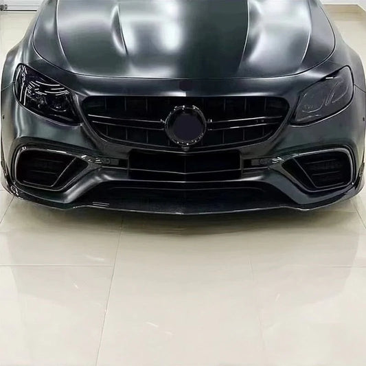 BRS Style Carbon Fiber Front Lip + BRS Style Carbon Fiber Front Bumper Air Vent Trims Mercedes Benz W213 E63 AMG E-Class