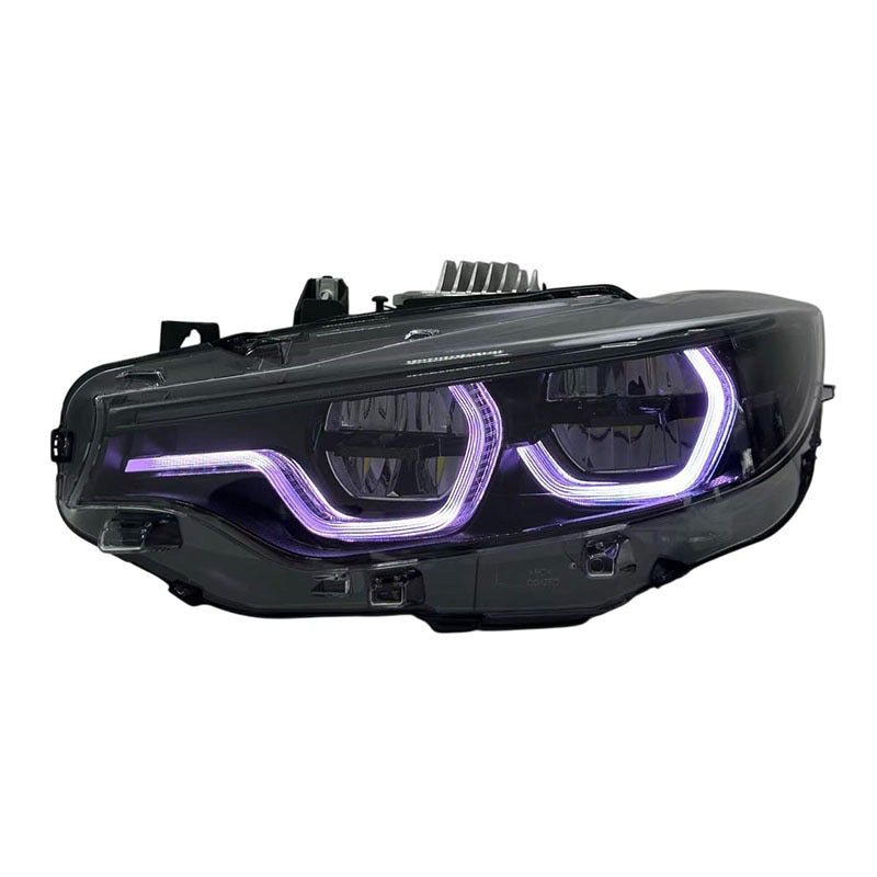 BMW 4 Series M3 M4 LCI Ikon V4 Blackline RGB Color Changing Headlights: 2015-2020