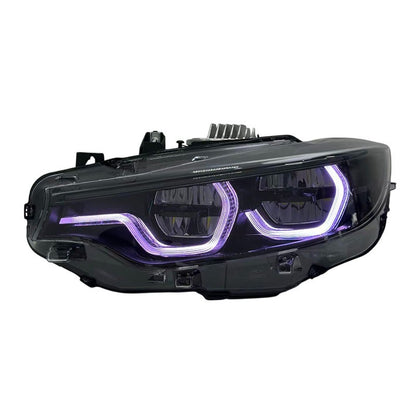 BMW 4 Series M3 M4 LCI Ikon V4 Blackline RGB Color Changing Headlights: 2015-2020