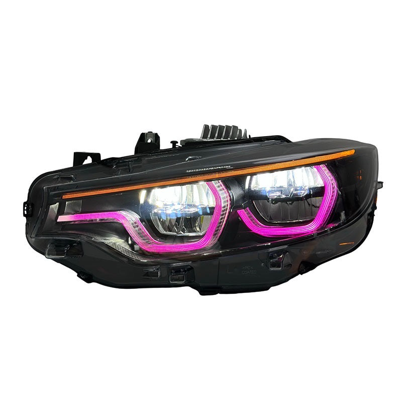 BMW 4 Series M3 M4 LCI Ikon V4 Blackline RGB Color Changing Headlights: 2015-2020