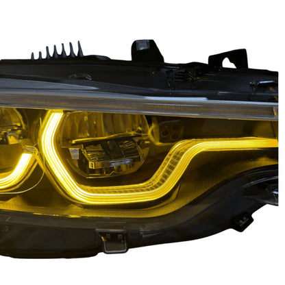 IKON V3 Style White/Yellow/Amber DRL Switchback Headlights for BMW F32/F80/F82 4-Series M3/M4
